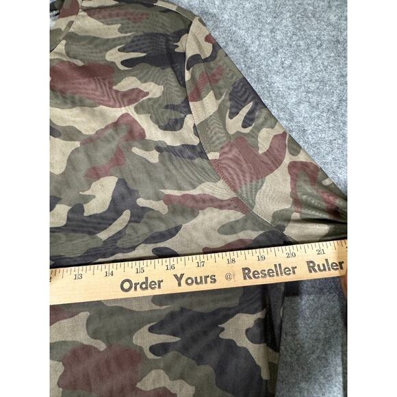 Nina‎ Parker Top Women 1X Green Camo Sheer Mesh Blouse Long Sleeve Stretch - Picture 4 of 7